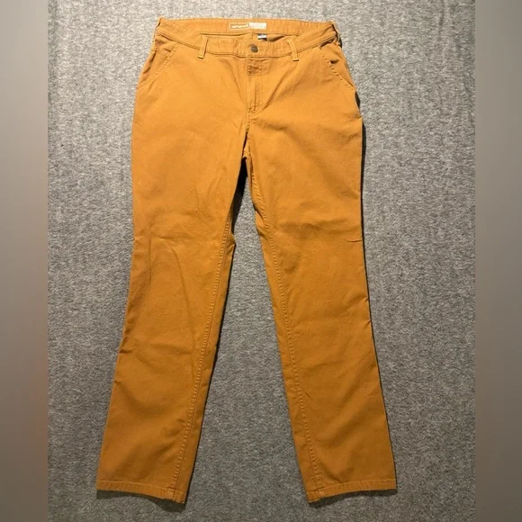 Carhartt Rugged Flex Canvas Work Pants Womens 12 brown Relaxed Carpenter BN5113 - Picture 2 of 12